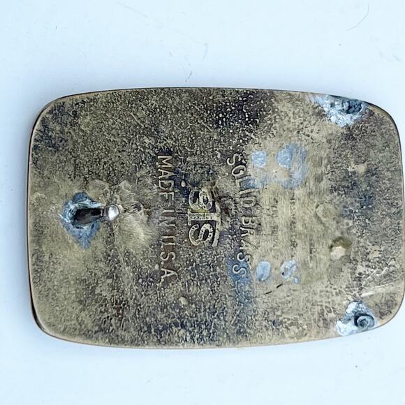 CADILLAC V12  belt buckle vintage brass England Bay State Jewelry Patina - Picture 4 of 8
